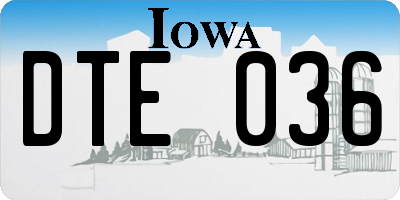 IA license plate DTE036