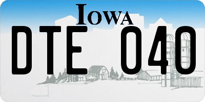 IA license plate DTE040