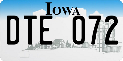 IA license plate DTE072