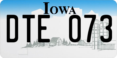 IA license plate DTE073