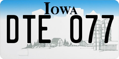 IA license plate DTE077