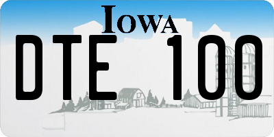 IA license plate DTE100