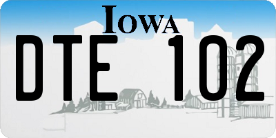 IA license plate DTE102