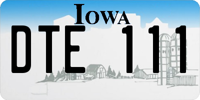 IA license plate DTE111
