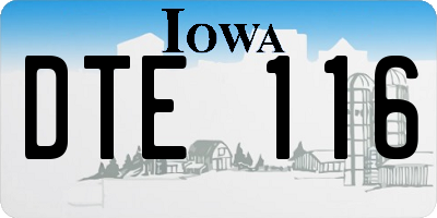 IA license plate DTE116