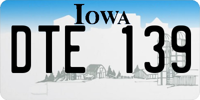 IA license plate DTE139