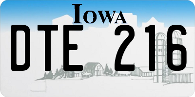 IA license plate DTE216