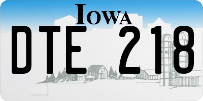 IA license plate DTE218