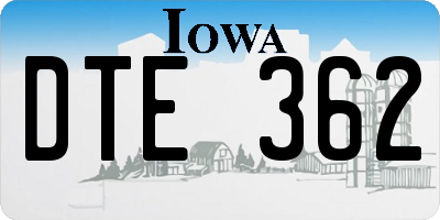 IA license plate DTE362
