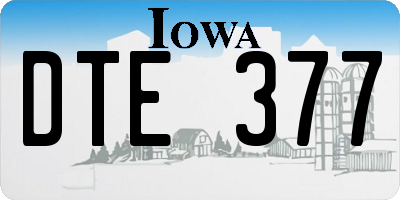 IA license plate DTE377