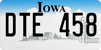 IA license plate DTE458
