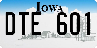 IA license plate DTE601