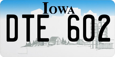 IA license plate DTE602