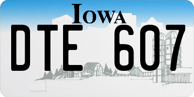 IA license plate DTE607