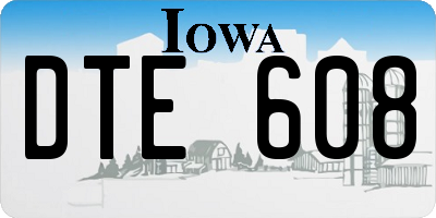 IA license plate DTE608