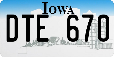 IA license plate DTE670