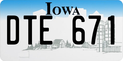 IA license plate DTE671