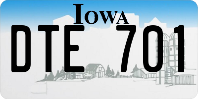 IA license plate DTE701