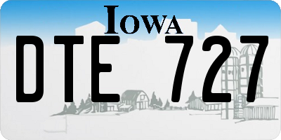 IA license plate DTE727