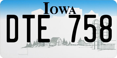 IA license plate DTE758