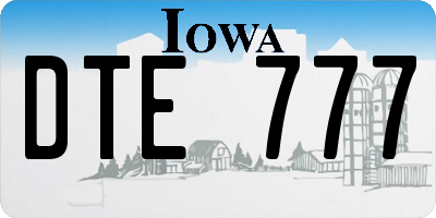 IA license plate DTE777