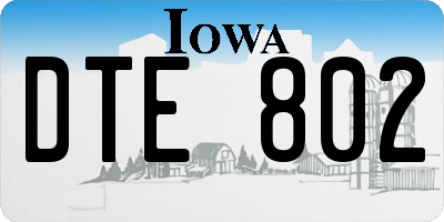 IA license plate DTE802