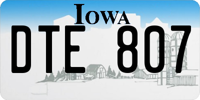 IA license plate DTE807