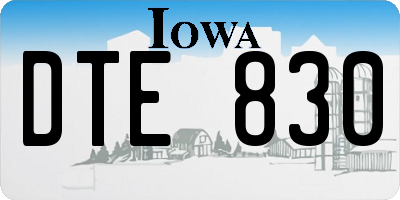 IA license plate DTE830