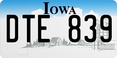 IA license plate DTE839