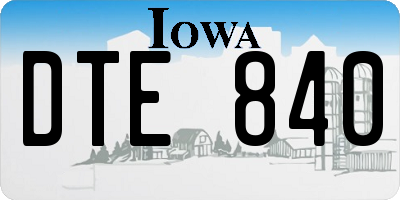 IA license plate DTE840