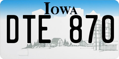 IA license plate DTE870