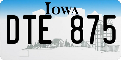 IA license plate DTE875