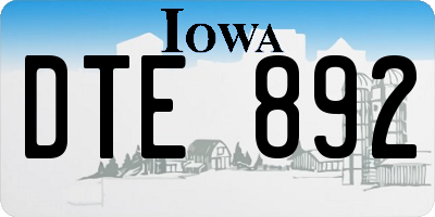 IA license plate DTE892