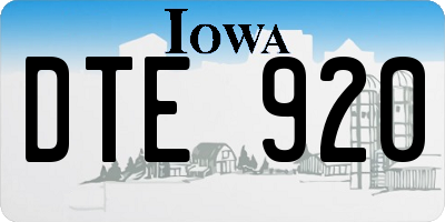 IA license plate DTE920