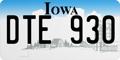 IA license plate DTE930