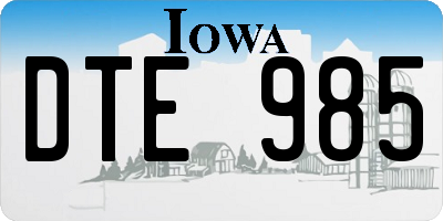 IA license plate DTE985