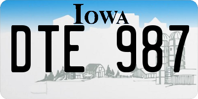 IA license plate DTE987