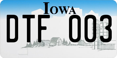 IA license plate DTF003