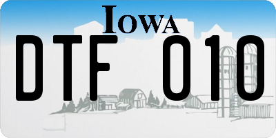 IA license plate DTF010