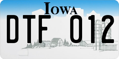 IA license plate DTF012
