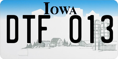 IA license plate DTF013