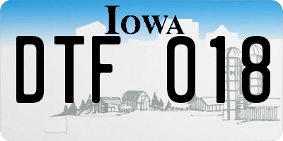 IA license plate DTF018