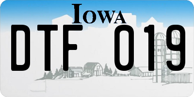 IA license plate DTF019