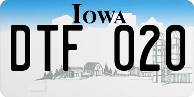 IA license plate DTF020