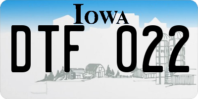 IA license plate DTF022