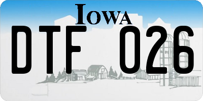 IA license plate DTF026