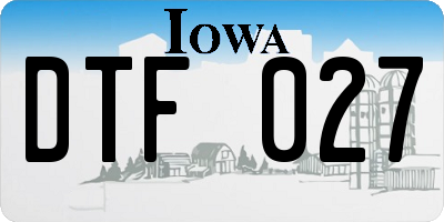 IA license plate DTF027