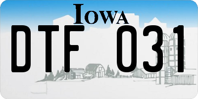 IA license plate DTF031