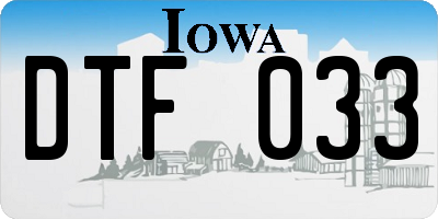 IA license plate DTF033