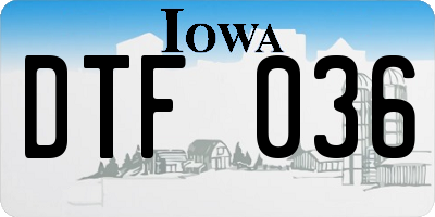 IA license plate DTF036